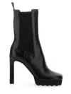 Off-white Calf Leather Sponge Heel Boots In Black