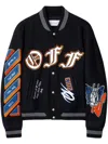 Off-white Chenille-logo Bomber Jacket In Black