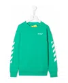 Off-white Green Sweatshirt With White Print In Green