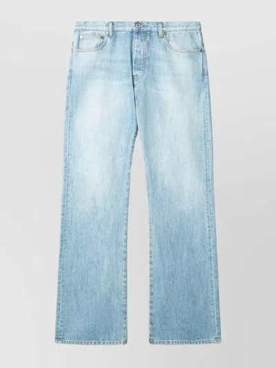 Off-white Chevron Pattern Cotton Trousers In Blue