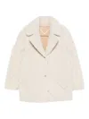 Off-white Chevron-pattern Shearling Jacket In White