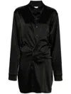 Off-white Floral-print Long-sleeve Minidress In Black