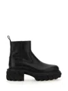 Off-white Chunky Sole Leather Boots With Elastic Side Panels In Black