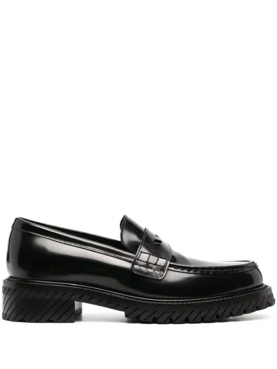 Off-white Chunky-sole Leather Loafers In Black Black