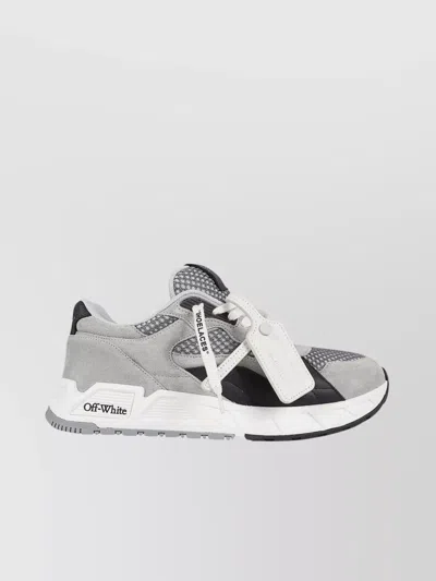 Off-white Chunky Sole Sneakers With Mesh And Suede In Gray