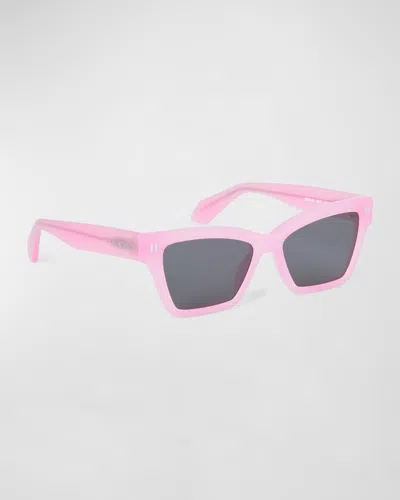 Off-white Cincinnati Acetate Cat-eye Sunglasses In 3007 Pink Dark Grey