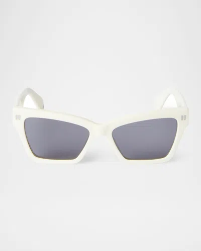 Off-white Cincinnati Logo-print Cat-eye Sunglasses In 0107 White Dark Grey