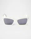 Off-white Cincinnati Logo-print Cat-eye Sunglasses In White