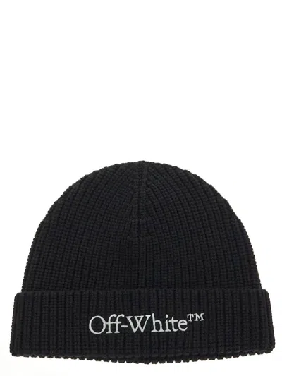 Off-white Logo刺绣羊毛套头帽 In Black