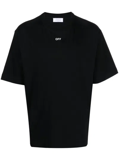 Off-white Classic Black Cotton Crew-neck T-shirt For Men