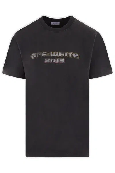 Off-white Classic Black Printed Cotton T-shirt For Men