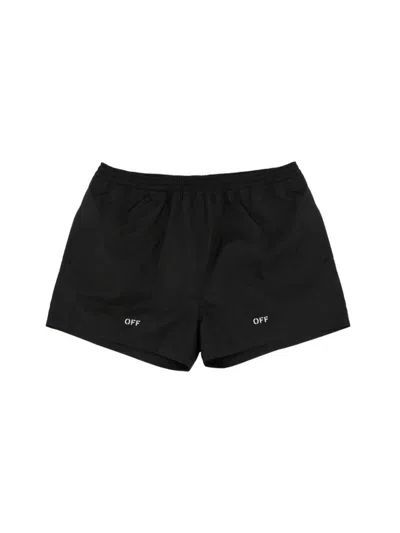 Off-white Classic Black Swimsuit With Logo Detailing