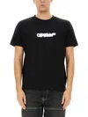 Off-white 'spray Arrow' Black Crewneck T-shirt With Logo Lettering On The Front And Maxi Logo Print On The Rea