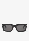 Off-white Clip-on Square Sunglasses In Black