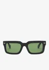 Off-white Clip-on Square Sunglasses In Green