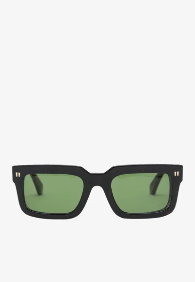 Off-white Clip-on Square Sunglasses In Green