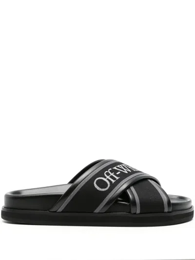 Off-white Cloud Criss Cross Slider In Black