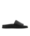 Off-white Leather Slide Sandal With Refined Finish In Black