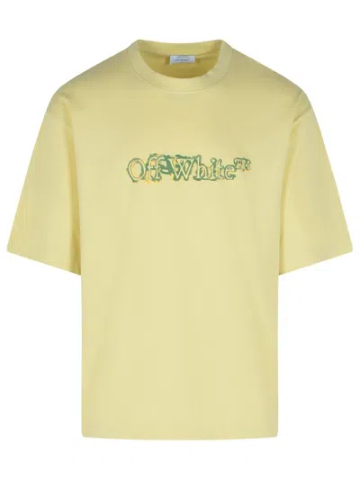 Off-white Cloudy Arrow Skate Crewneck T-shirt In Yellow