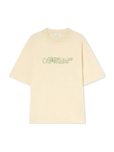 Off-white Cloudy Arrow Skate Crewneck T-shirt In Yellow