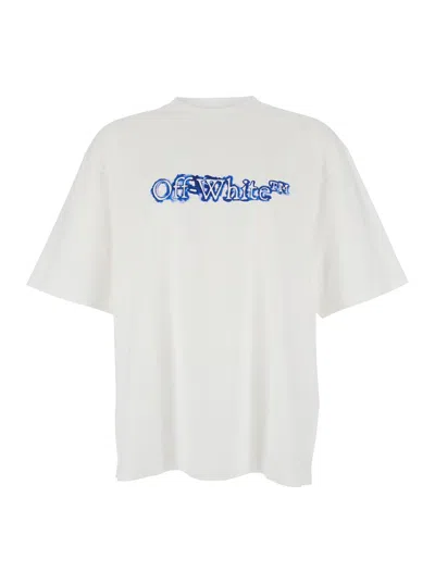 OFF-WHITE CLOUDY ARROW WHITE CREWNECK T-SHIRT WITH LOGO LETTERING ON THE FRONT AND MAXI ARROWS ON THE REAR IN 