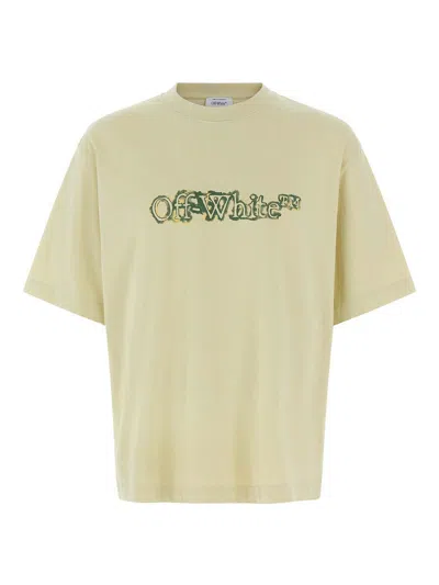 Off-white Cloudy Arrow Skate Crewneck T-shirt In Yellow