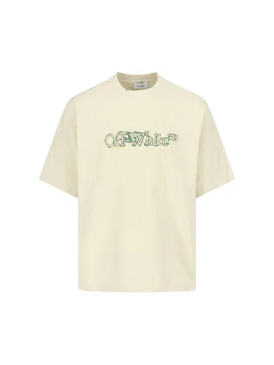 Off-white Cloudy Arrow Skate Crewneck T-shirt In Yellow