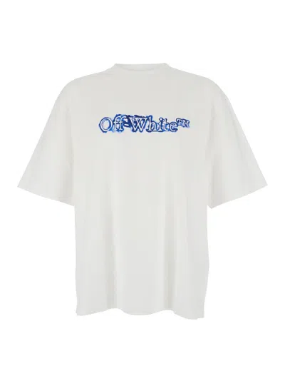 OFF-WHITE 'CLOUDY ARROW' WHITE CREWNECK T-SHIRT WITH LOGO LETTERING ON THE FRONT AND MAXI ARROWS ON THE REAR I
