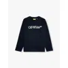 Off-white Big Bookish Logo-print Long Sleeve Cotton Jersey Tshirt In Black - Reflective