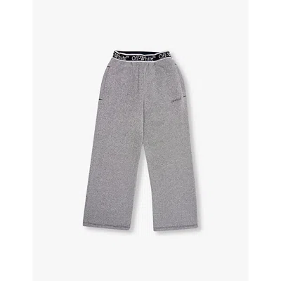 Off-white Kids' Silver - Black Bookish Logo Glitter Cotton-blend Trousers 8-12+ Y