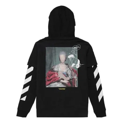 Off-white C/o Virgil Abloh Men's Black Diag Mariana Hooded Tee In Multi