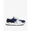 OFF-WHITE OFF-WHITE C/O VIRGIL ABLOH MEN'S BLUE/DARK KICK OFF TAG-EMBELLISHED LEATHER LOW-TOP TRAINERS