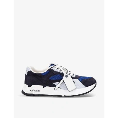 Off-white Kick Off Tag-embellished Leather Low-top Trainers In Blue/dark