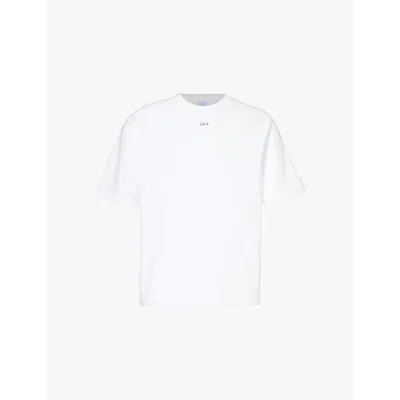 Off-white Brand-print Cotton-jersey T-shirt In White Black