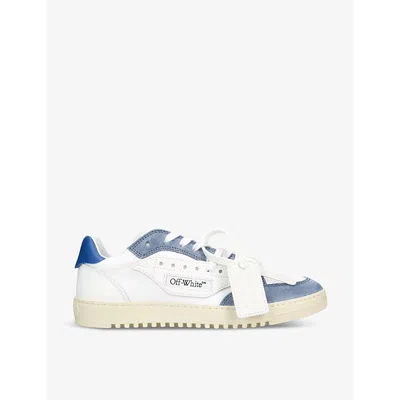 Off-white 5.0 Panelled Leather And Woven Low-top Low-top Trainers In White/navy