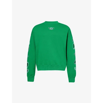 Off-white Bandana Arrow Graphic-print Cotton-jersey Sweatshirt In College Green