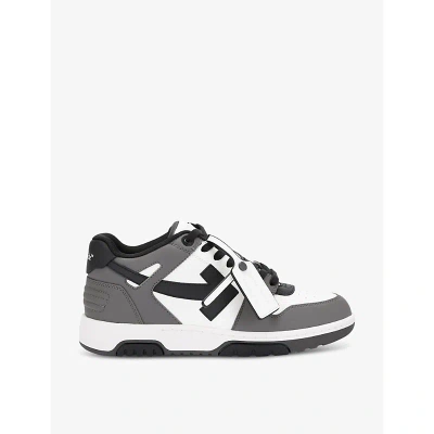 OFF-WHITE MENS OFF-WHITE C/O VIRGIL ABLOH OUT OF OFFICE LOGO-EMBROIDERED LEATHER LOW-TOP TRAINERS