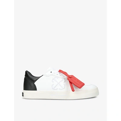 Off-white Vulcanized Brand-embossed Leather Low-top Trainers In White/blk