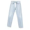 Off-white C/o Virgil Abloh Mid-waist Distressed Jeans In Light Blue Cotton In Blue