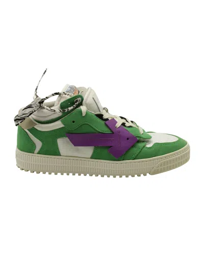 Off-white C/o Virgil Abloh Off "green" Court Low Sneakers In Multicolor Suede