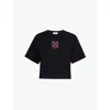 Off-white Crop T-shirt In Black Cotton In Black Sea Pin