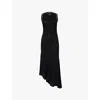 Off-white Black Light Ribbed Embroidered 20s Long Dress In Black White