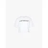 Off-white Off White Big Logo Bookish Cropped T Shirt In White Black