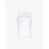 Off-white Stamp Brand-embroidered Cotton-blend Jersey Top In White Black