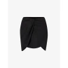 OFF-WHITE OFF-WHITE C/O VIRGIL ABLOH WOMEN'S BLACK TWIST MID-RISE WOOL MINI SKIRT