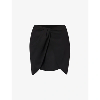 Off-white Twist Mid-rise Wool Mini Skirt In Black