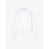 OFF-WHITE OFF-WHITE C/O VIRGIL ABLOH WOMEN'S WHITE BOOKISH BASEBALL LAYERED-SLEEVE RELAXED-FIT COTTON SHIRT