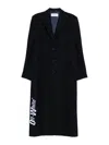 Off-white Long Tailored Wool Coat In Black