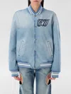 Off-white Virgil Obloh Beached Denim Bomber Jacket In Blue