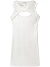 Off-white Coated Ribbed Mini Dresss In White